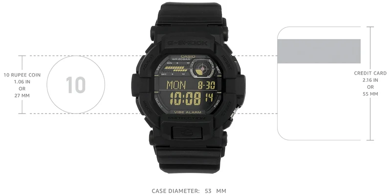 CASIO G-SHOCK Men's Digital Watch with Vibration Function GD-350-1B Black (Overseas Model, Parallel Import)