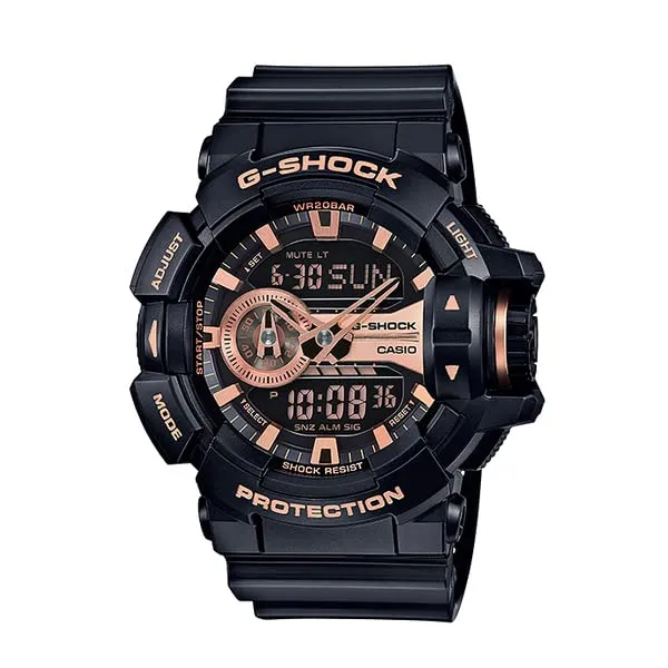 Montre CASIO G-SHOCK G-Shock pour homme, analogique-numérique, avec bouton rotatif, noire, GA-400GB-1A4 [Importation parallèle]