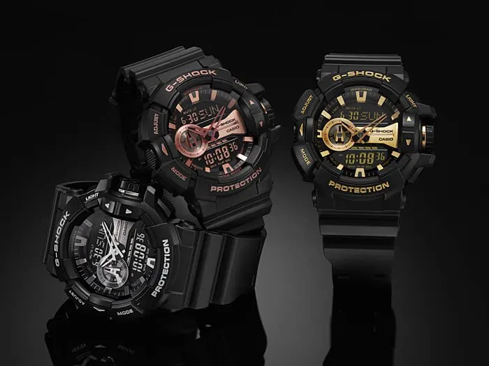 Montre CASIO G-SHOCK G-Shock pour homme, analogique-numérique, avec bouton rotatif, noire, GA-400GB-1A4 [Importation parallèle]