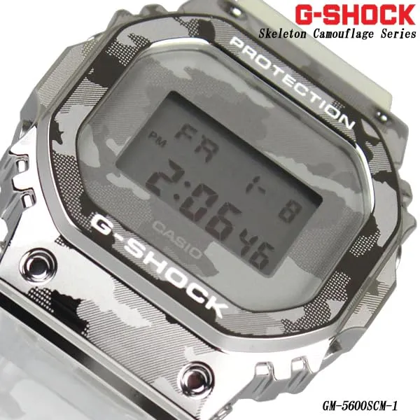 Parallel Import CASIO G-SHOCK GM-5600SCM-1 Watch for Men, Kids, Boys, Digital, Waterproof, White, Silver, Camouflage, Skeleton [Parallel Import]