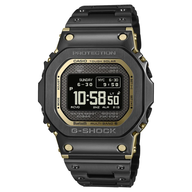 Casio G-Shock Full Metal 5000 Series Digital Two-Tone Black and Gold Tone Stainless Steel Watch 49.3mm - GMWBZ5000BD-1