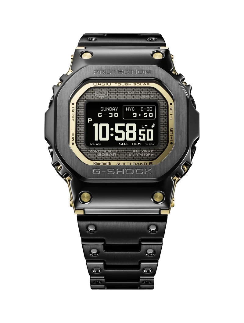Casio G-Shock Full Metal 5000 Series Digital Two-Tone Black and Gold Tone Stainless Steel Watch 49.3mm - GMWBZ5000BD-1