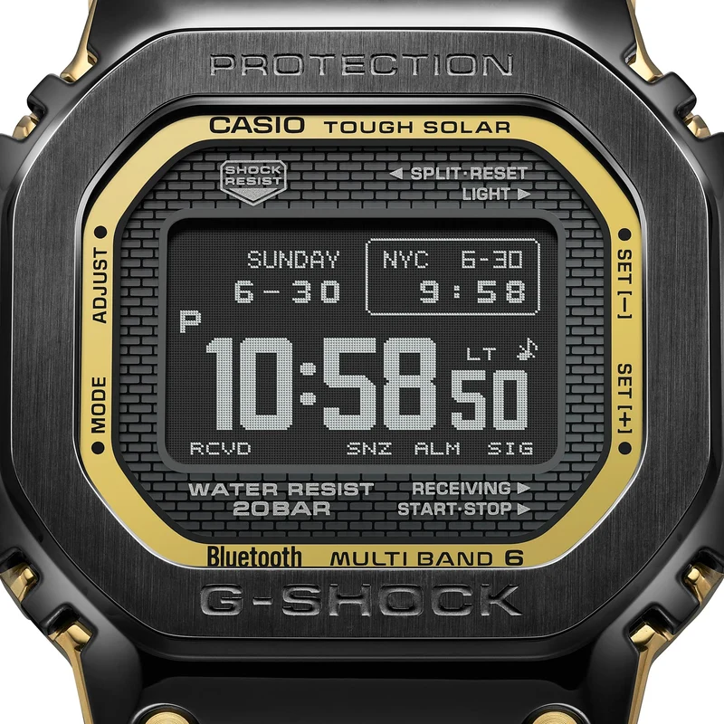 Casio G-Shock Full Metal 5000 Series Digital Two-Tone Black and Gold Tone Stainless Steel Watch 49.3mm - GMWBZ5000BD-1